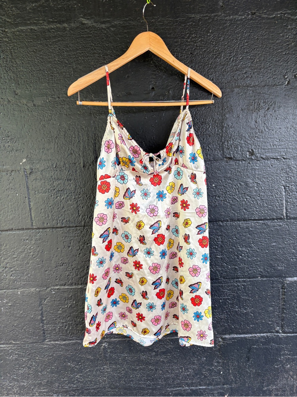 Birch & Stone Floral Butterfly Slip Dress - Ivory Multi Size M